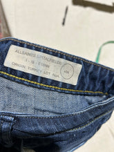 Load image into Gallery viewer, All Saints Dark Wash Wide Leg Distressed Jeans Size 27
