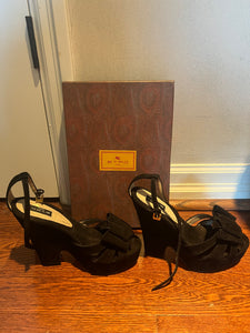 ETRO Unworn Black Suede Platform Shoes