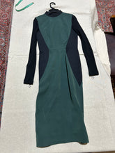 Load image into Gallery viewer, Victoria Beckham Collection Black and Green Mock Neck Long Sleeve Dress Size 6
