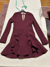 Load image into Gallery viewer, Burgundy Ruffle Mini Dress With Key Hole Neckline Size S
