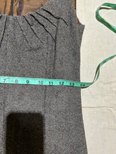 Load image into Gallery viewer, Zenobia Pleated Chest Brown Tweed Wool Scoop Neck Dress Size S
