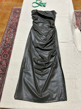 Load image into Gallery viewer, Zara Dark Gray Faux Leather Strapless Dress Size S
