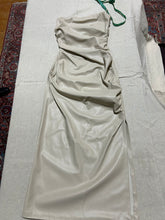 Load image into Gallery viewer, Zara Cream Faux Leather Strapless Dress Size S
