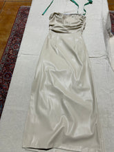 Load image into Gallery viewer, Zara Cream Faux Leather Strapless Dress Size S
