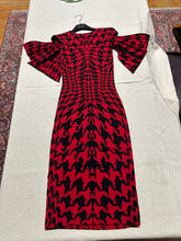 Load image into Gallery viewer, Alexander McQueen Red Houndstooth Optical Illusion Dress Size S
