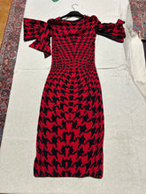 Load image into Gallery viewer, Alexander McQueen Red Houndstooth Optical Illusion Dress Size S
