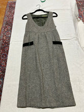 Load image into Gallery viewer, ETRO Dark khaki green Tweed Plunge Neck Dress Size S
