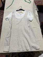 Load image into Gallery viewer, Linen Pinstripe T-Shirt Shift Dress Size L
