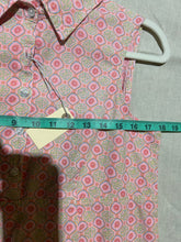 Load image into Gallery viewer, Vintage Fresh Produce Patterned Sleeves Pink Shirt Dress Size M
