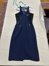 Load image into Gallery viewer, Cushnie et Ochs Navy Blue Leather trim Dress Size M
