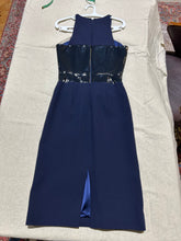 Load image into Gallery viewer, Cushnie et Ochs Navy Blue Leather trim Dress Size M
