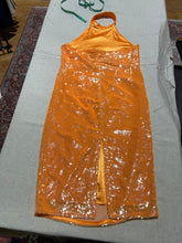 Load image into Gallery viewer, Caroline Constas Bright Orange Sequin Dress Size L
