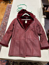 Load image into Gallery viewer, Vintage Burgundy Real Shearling Jacket Size M

