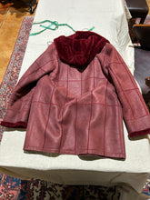Load image into Gallery viewer, Vintage Burgundy Real Shearling Jacket Size M
