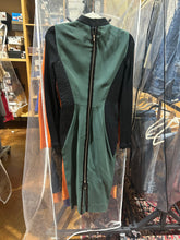 Load image into Gallery viewer, Victoria Beckham Collection Black and Green Mock Neck Long Sleeve Dress Size 6
