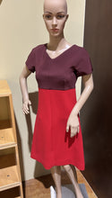 Load image into Gallery viewer, Victoria Beckham Runway Collection Wine and Coral Day Dress Size S
