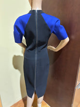 Load image into Gallery viewer, Victoria Beckham Black and Blue Raglan Sleeve Mock Neck Dress Size 6
