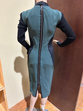Load image into Gallery viewer, Victoria Beckham Collection Black and Green Mock Neck Long Sleeve Dress Size 6
