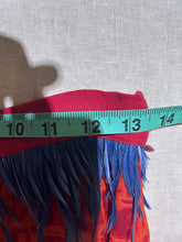 Load image into Gallery viewer, Trashie! Blue Feather Distressed Red Skirt Size 6
