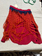 Load image into Gallery viewer, Trashie! Blue Feather Distressed Red Skirt Size 6
