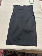 Load image into Gallery viewer, Plein Sud Corset High Waist Black Satin Midi Skirt Size 6
