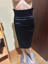 Load image into Gallery viewer, Plein Sud Corset High Waist Black Satin Midi Skirt Size 6
