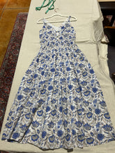 Load image into Gallery viewer, Caroline Constas Peacock Patterned Blue and White Sundress Size M
