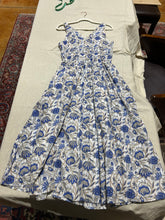 Load image into Gallery viewer, Caroline Constas Peacock Patterned Blue and White Sundress Size M
