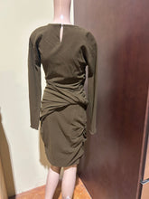 Load image into Gallery viewer, Carven Rouched Dark Green Knee Length Dress Size 6
