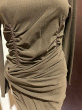 Load image into Gallery viewer, Carven Rouched Dark Green Knee Length Dress Size 6

