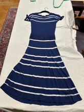 Load image into Gallery viewer, Temperley Vintage Temperley Navy Blue Striped Dress Size 6
