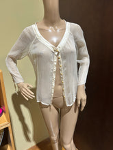 Load image into Gallery viewer, Vintage Italian Silk Blouse Trimmed in Satin Size S
