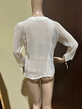 Load image into Gallery viewer, Vintage Italian Silk Blouse Trimmed in Satin Size S
