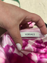 Load image into Gallery viewer, Versace Bright Pink Floral 100% silk Sheath Dress Size US 8/ IT 44
