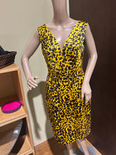 Load image into Gallery viewer, Versace Bright Yellow 100% Silk Spotted Sheath Dress Size US 8/ IT 44
