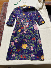 Load image into Gallery viewer, Mary Katranzou 100% Silk Purple Floral Patterned Sheath Dress Size US 10/ IT 46/ UK 14
