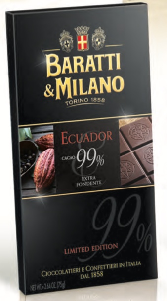 Baratti & Milano - Extra Dark Chocolate 99% Bar -75g